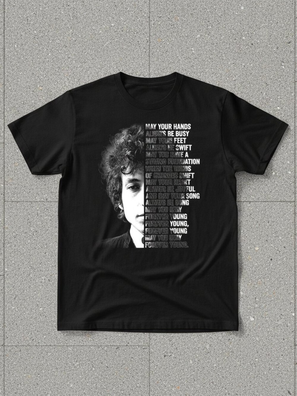 Vintage Bob Dylan Forever Young Graphic T-Shirt | Classic Folk Rock Music Tee |